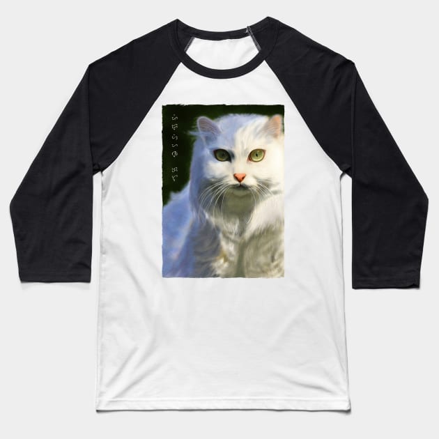 Persian Cat - White Baseball T-Shirt by Thor Reyes